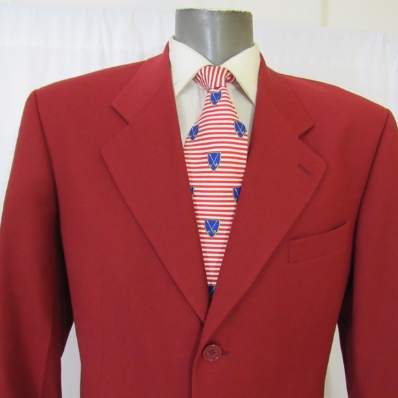 Carlo Mandrone Red 100% Wool 3 Button Blazer - Picture 15 of 16